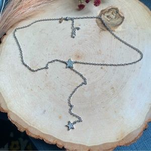 VTG- Roman- Y Lariat with Sparkling Stars on silver colored dainty chain